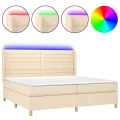 cadre de lit matelas et LED Crème 200x200 cm Tissu