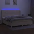 cadre de lit matelas et LED Crème 200x200 cm Tissu
