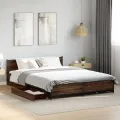 Cadre de lit et tiroirs chêne marron 120x200 cm bois ingénierie