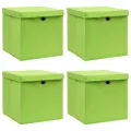 Boîtes de rangement avec couvercles 4 pcs Vert 32x32x32cm Tissu