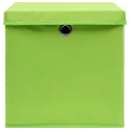 Boîtes de rangement avec couvercles 4 pcs Vert 32x32x32cm Tissu
