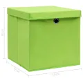 Boîtes de rangement avec couvercles 4 pcs Vert 32x32x32cm Tissu
