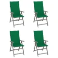 Chaises inclinables de jardin 4 pcs avec coussins Bois d'acacia