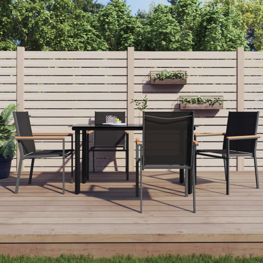 Chaises de jardin lot de 4 noir 55x61,5x90cm textilène et acier