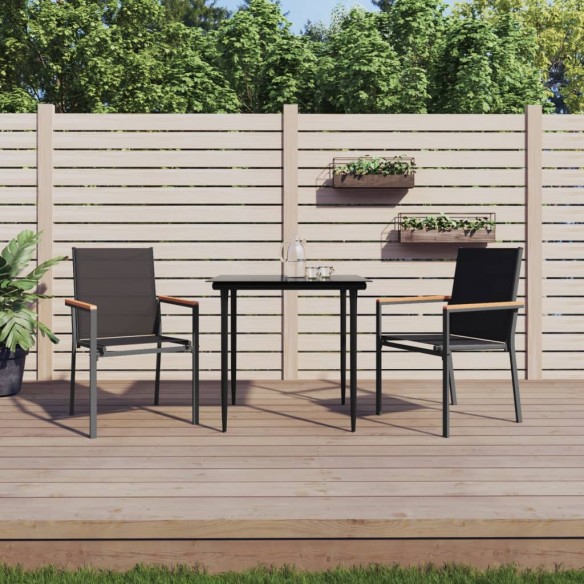 Chaises de jardin lot de 2 noir 55x61,5x90cm textilène et acier