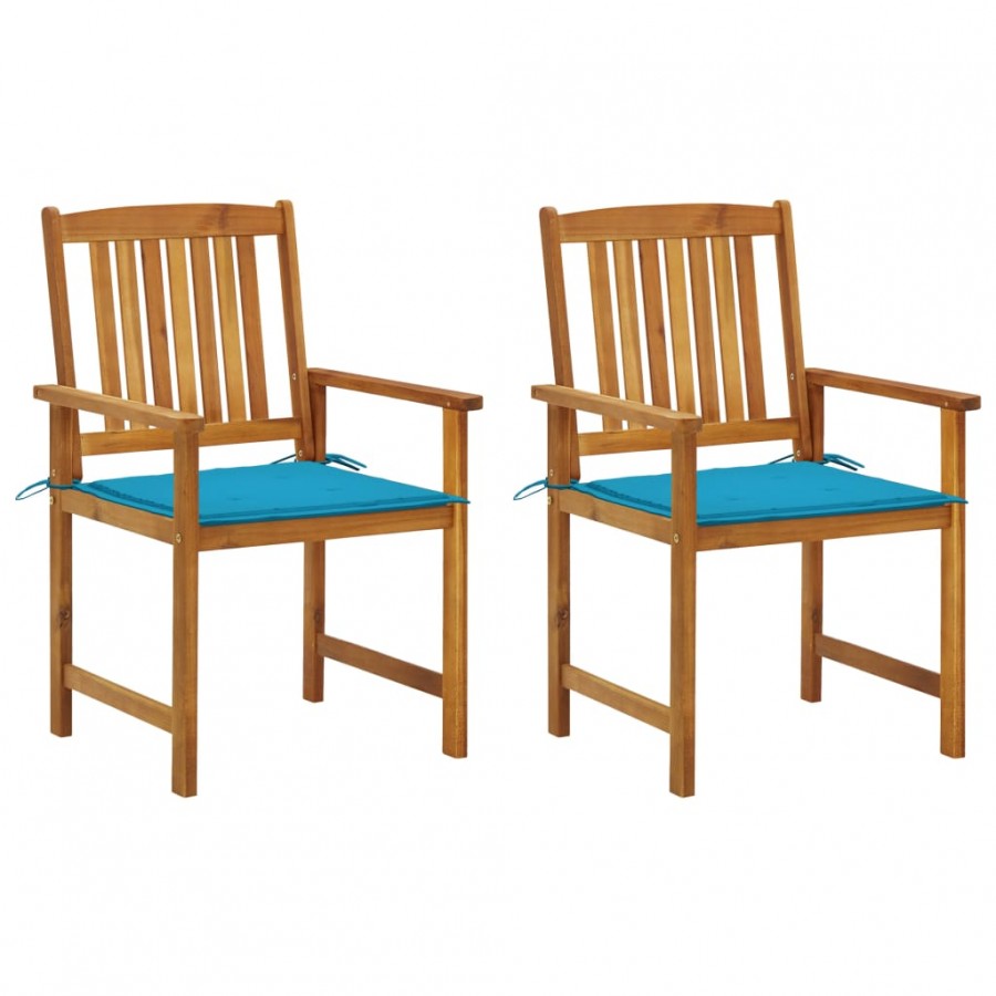 Chaises de jardin avec coussins 2 pcs Bois d'acacia massif