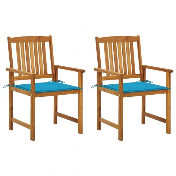 Chaises de jardin avec coussins 2 pcs Bois d'acacia massif