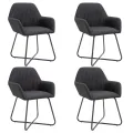 Chaises à manger lot de 4 noir tissu