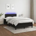 cadre de lit matelas et LED noir 120x190 cm tissu