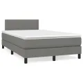 cadre de lit matelas LED gris foncé 120x190 cm tissu