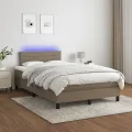 cadre de lit matelas et LED taupe 120x190 cm tissu