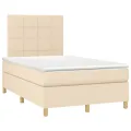 cadre de lit avec matelas crème 120x190 cm tissu