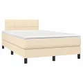 cadre de lit matelas et LED crème 120x190 cm tissu