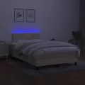 cadre de lit matelas et LED crème 120x190 cm tissu