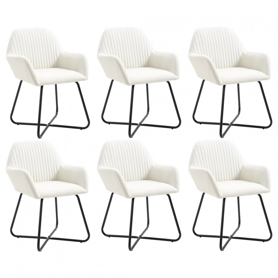 Chaises à manger lot de 6 crème tissu