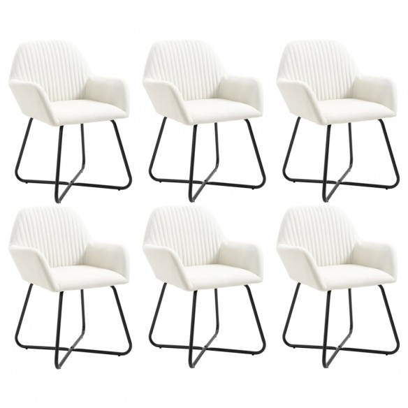 Chaises à manger lot de 6 crème tissu