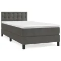 cadre de lit et matelas Gris foncé 90x200 cm Velours