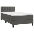 cadre de lit et matelas Gris foncé 90x200 cm Velours