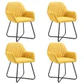 Chaises à manger lot de 4 jaune tissu