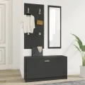 Ensemble d'armoires à chaussures 3-en-1 Noir Bois d'ingénierie