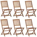 Chaises pliables de jardin 6 pcs avec coussins Bois d'acacia