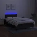 cadre de lit matelas et LED noir 120x190 cm tissu