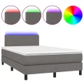 cadre de lit matelas LED gris 120x190 cm similicuir