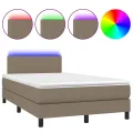 cadre de lit matelas et LED taupe 120x190 cm tissu