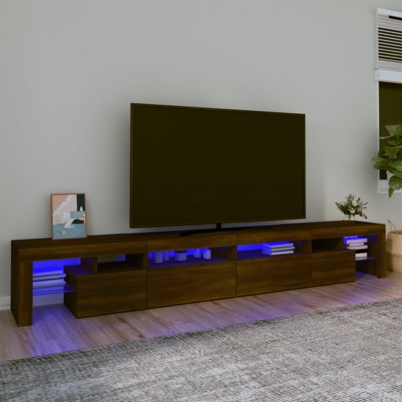 Meuble TV avec lumières LED Chêne marron 260x36,5x40 cm