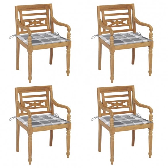 Chaises Batavia avec coussins 4 pcs Bois de teck solide