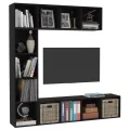 Ensemble de bibliothèque/meuble TV 3 pcs Noir 180x30x180 cm