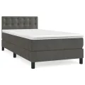 cadre de lit et matelas Gris foncé 90x190 cm Velours