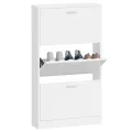 Armoire à chaussure Blanc brillant 59x17x108 cm Bois ingénierie