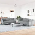 Ensemble de canapés 2 pcs gris clair tissu