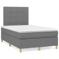 cadre de lit avec matelas gris foncé 120x190cm tissu