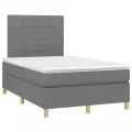 cadre de lit avec matelas gris foncé 120x190cm tissu