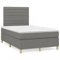 cadre de lit avec matelas gris foncé 120x190cm tissu