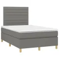 cadre de lit avec matelas gris foncé 120x190cm tissu