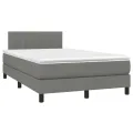 cadre de lit matelas LED gris foncé 120x190 cm tissu