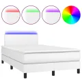 cadre de lit matelas LED blanc 120x190 cm similicuir