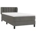 cadre de lit et matelas Gris foncé 90x200 cm Velours