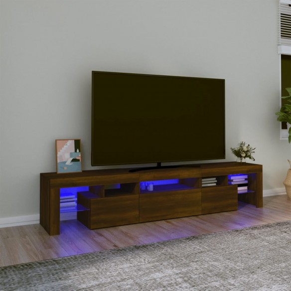 Meuble TV avec lumières LED Chêne marron 200x36,5x40 cm