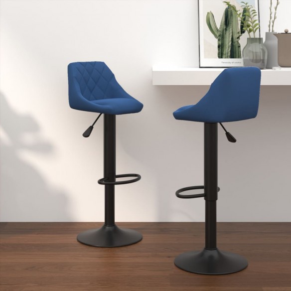 Tabourets de bar lot de 2 bleu velours