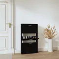 Armoire à chaussures Noir 59x17x108 cm Bois d'ingénierie