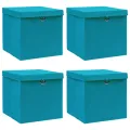 Boîtes de rangement et couvercles 4 pcs Bleu 32x32x32 cm Tissu