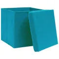 Boîtes de rangement et couvercles 4 pcs Bleu 32x32x32 cm Tissu