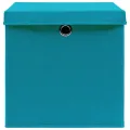 Boîtes de rangement et couvercles 4 pcs Bleu 32x32x32 cm Tissu