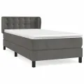 cadre de lit et matelas Gris foncé 90x190 cm Velours