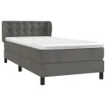 cadre de lit et matelas Gris foncé 90x190 cm Velours