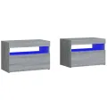 Tables de chevet 2 pcs et lumières LED Sonoma gris 60x35x40 cm